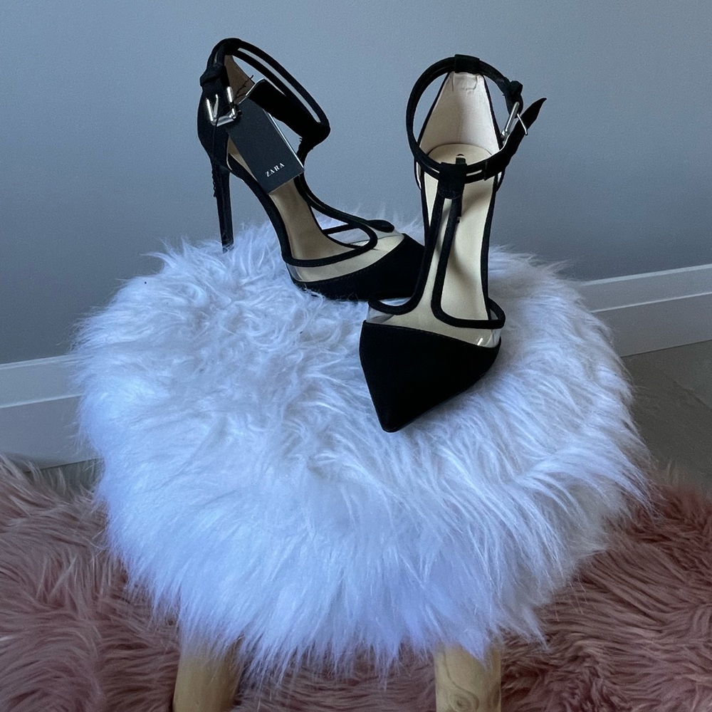 Zara Black Ankle Strap Heels